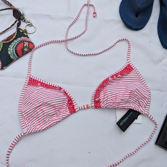 Other - NWT Red Striped Bikini Top Size Large